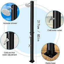 CFDZCP Outdoor Shower kit 10 Gallon / 38L Solar Heated Outdoor Shower W/Shower Head and Foot-Washing Tap, Square Base Black PVC Body, Adjustable Temperature，Easy Installation