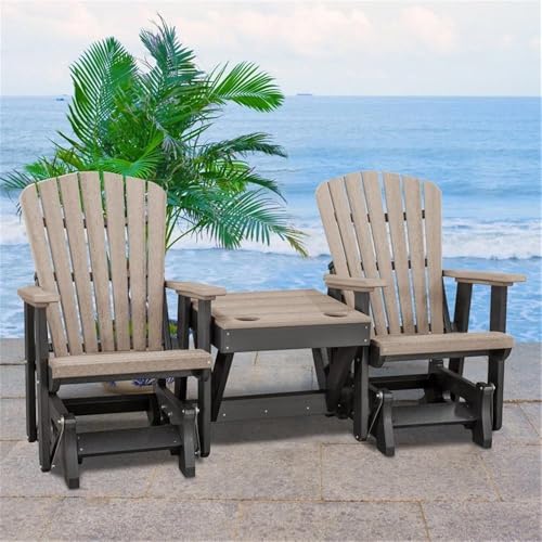 American Furniture Classics 515WWBK-K Double Glider w/Table, Weatherwood and Black