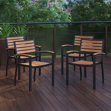 Flash Furniture Commercial Aluminum Stackable Side Chair, Black, 4-Pack