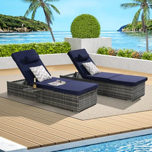 Durable Patio Furniture Set, Foldable Patio Bar Set w/ Sillas Para Balcon, High-Density Wicker Sillas Para Patio Exterior, 600 lbs Capacity, Ergonomic Wave Design, No Assembly Needed (Dark Blue)