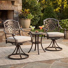 Christopher Knight Home Maxwell Classic Outdoor Swivel Chair Set of 2, Metal Patio Swivel Dining Chairs Set of 2 with Cushion, Outdoor Chair for Bistro Set, Hammered Bronze
