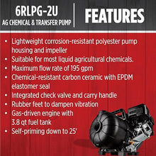Red Lion 6RLPG-2U Gas Powered Ag Chemical Transfer Pump, 195 GPM, 212 cc