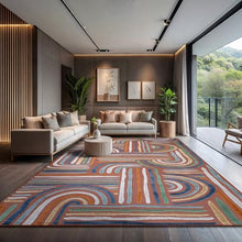 CAMILSON Indoor Outdoor Rug, Orange 10x14 Geometric Arch Striped Large Area Rugs for Patio and Home Areas, Easy-Cleaning Non-Shedding Living Room, Garden and Deck Washable Outside Carpet (10 x 14)