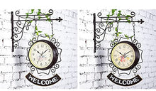 saditesdk Wall Clock, Outdoor Clock Garden Clocks, Double Sided Outdoor Wall Clock Retro Outdoor Clocks Battery Operated Silent，