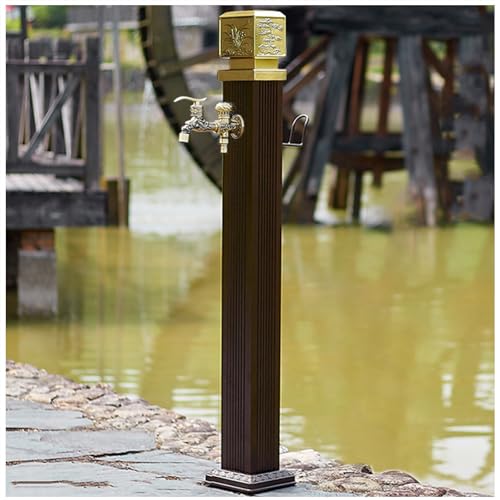 Freestanding Garden Water Column with Faucet, Freeze Proof Outdoor Water Spigot Irrigation Post, Floor Mount Water Tap Yard Hydrant Frost Proof Water Feature Fountain, for Irrigation and Watering