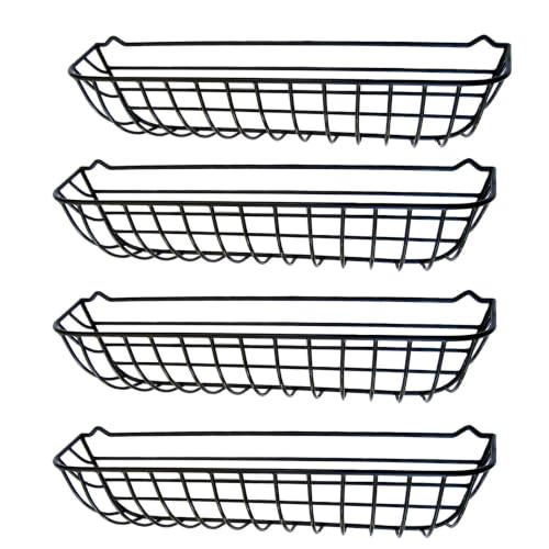 44" Wrought Iron Window Hayrack Coated in Black PVC - 4 Pack