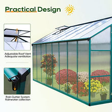 ONLYCTR 8'x16' Green Polycarbonate Walk-In Greenhouse with Roof Vent