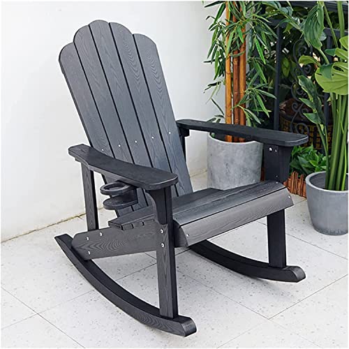 KGBNYSS Arm Chair Outdoor Patio Seating for Adults, All Weather Front Porch Rocking Chair for Outside/Deck/Garden/Pool/Yard, Loads 330lb(Black)
