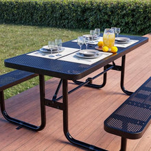 OUTTANS Commercial Metal Picnic Table (Black, 8' Rectangular, Punched)