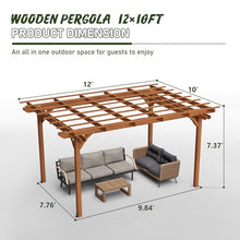 12' x 10' Outdoor Wooden Pergola - Fir Wood Grape Trellis for Garden, Patio & Backyard,Rustic Climbing Plant Support with Stakes Kit (144"x120")