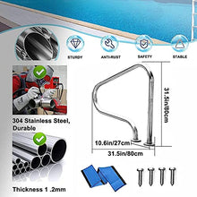 MSHOSAC Pool Handrail,Sturdy Rustproof Pool Handrail - 1.5mm Thick Swimming Pool Stair Grab Rail with Grip Cover for Safety & Support - Durable Silver Hand Grab Rail