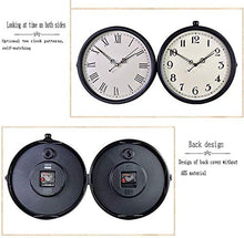 EHVYBDX Double Sided Wall Clock Vintage, Clock for Garden Outdoor Home Silent Non-Ticking Wall Mounted Clock,C