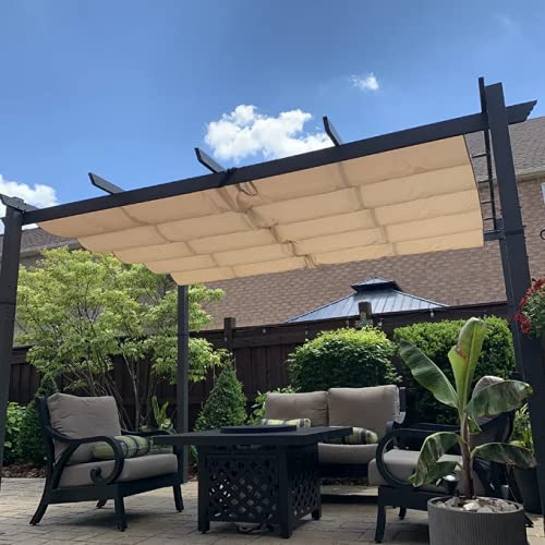 PURPLE LEAF Outdoor Pergola 10' X 10' Retractable Canopy Aluminum, Beige