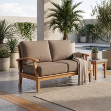 Hives & Honey Pavilion 57" Outdoor Teak Loveseat Sofa with Cushions, Grade-A Teak Patio Couch, Weather-Resistant Deep Seating for Patio, Deck, Garden – Tan