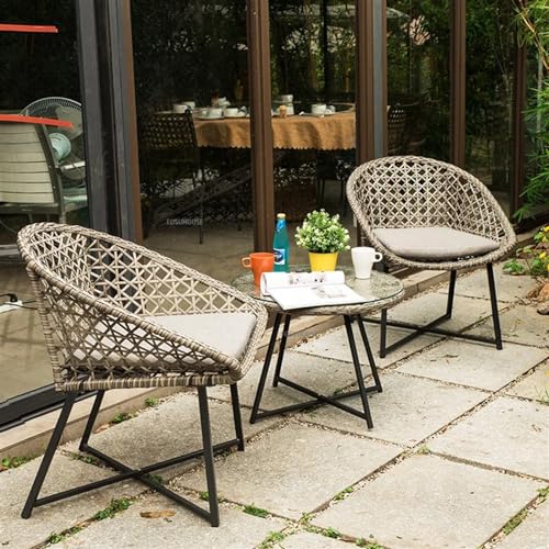 Balcony Table and Chair Set Small Apartment Balcony Table And Chairs Set Modern Garden Furniture Set Outdoor Patio Rattan Lounge Coffee Table Rattan Chair Bistro Table Set ( Color : 1 table-2 chair )