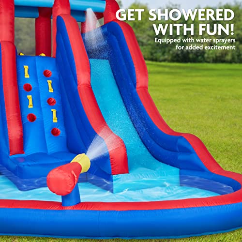 SUNNY & FUN Double Dip Inflatable Water Slide Park Red/Blue