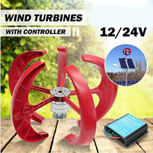 HENGJINGTR 220v, 12000W Wind Turbine Generator, 12V-220V Vertical Axis Windmill Portable Wind Power Turbine Generator Kit with Charge Controller(Red)