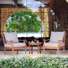 Cambridge Casual Venice Teak Wood Patio Bistro Set of 3 with Beige Cushion, Indonesian Teak Wood, Weather-Resistant Patio Furniture Set of 3, Club Chair Set of 2 with Side Table