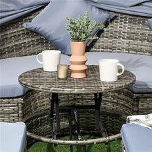 YWMLFZ 4pc Rattan Patio Furniture Set,Round Convertible Daybed Or Sunbed,Sectional Outdoor Sofa