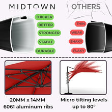 Midtown Umbrellas 9x9 Ft Outdoor Cantilever Patio Umbrella Black Frame Sunbrella Red