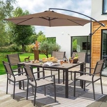 Homall 7 Pieces Patio Dining Set, Metal Outdoor Dining Set for 6, Brown