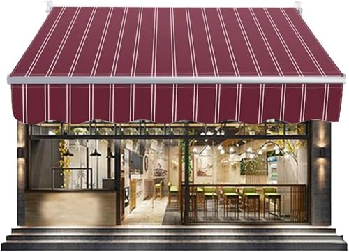 WZUOPG Manual Retractable Awning Door Window Awning Shelter Outdoor Canopy Home Deck Canopy with Manual Crank Handle（Frame Included ）