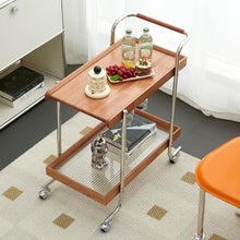 NRFJFOP Solid Wood Small Cart Set Content Frame Living Room Sofa Edge Mobile Vintage Tea Table