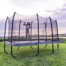 Skywalker Trampolines Epic Series 15 FT Rectangle Outdoor Trampoline with Enclosure Net Black and Gray