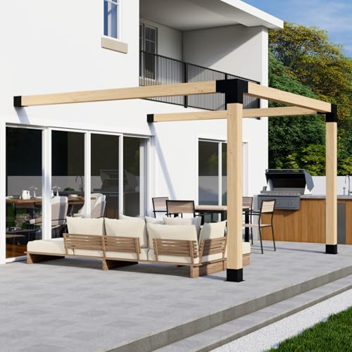 DIY Attached Pergola Bracket Kit - 6x6 Posts - Build Up to 12' x 12' - Steel Hardware Only