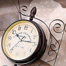 XYIANG Clock Vintage Double Sided Wall Clock, 360° Rotate Clock, Iron Metal Silent Quiet Grand Central Station Wall Clock, Indoor Outdoor Home, patios, Garden Art Decorative