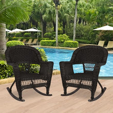 Jeco Set of 2 Wicker Rocker Chairs, Espresso