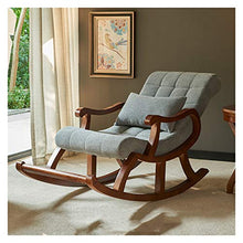 Solid Wood Rocking Chair Integrated Pedal Lazy Leisure Recliner Balcony Old Man Chair 125x67x89cm (Color : Brown) (Dark Gray)