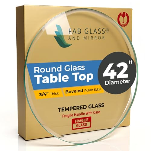 42" Inch Round Glass Table Top 3/4" Thick Tempered Beveled Edge by Fab Glass and Mirror