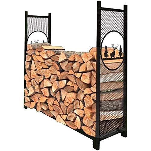 GFAZXDS Outdoor Firewood Rack 4ft,Large Heavy Duty Rustic Elk Log Wood Holder,Metal Kindling Logs Storage Stand for Fireplace Patio Deck Garden,Tall 50inch