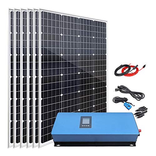 720W Home Grid Tie Solar Panel System On Grid Solar Kit with 6pcs 120W Monocrystalline Solar Panel and 2000W MPPT Solar Grid Tie Power Inverter