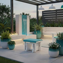 Outdoor Escape Blue Gliding Ottoman, Heavy-Duty All-Weather HDPE Footrest, Stainless Steel Hardware, Stable Outdoor Furniture