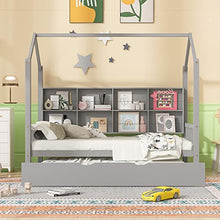 Acosure Metal House Bed Frame with Roof and Slats Support, Montessori Design, Full Size, Grey