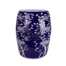 LINKIO Garden Stool Celadon Ice Plum Ceramic Garden Stool, Hand-Painted, Round Decorative Accent for Living Room, Coffee Table Ottomans