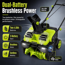 Cordless Snow Blower, Electric Snow Thrower 40v Brushless Push Snow Blower with Dual Battery, 19.7in Clearing Width, 9.8in Snow Depth, 180° Chute, Led Lights for Driveways 4batt