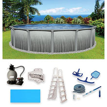 Blue Wave Martinique 15-Ft Round 52-Inch Deep Metal Wall Pool Package Metallic