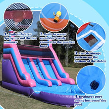 Inflatable Commercial Water Slide for Adults (Double Water Slides) (600lbs Capacity) 100% PVC Waterslide Without Blower, Big Water Pool, Fast Drainage, Backyard Outdoor Wet/Dry Fun, 21x11x13FT