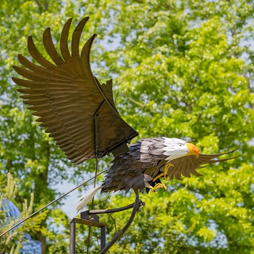 Large Rocking Animals with Flapping Wings Garden Stakes (Multicolor, XL Bald Eagle)