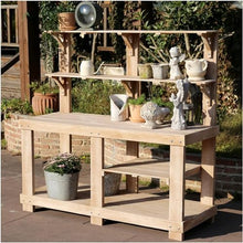 Bakufu Outdoor Garden Potting Bench Open Shelf 4 Layer Multifunction Storage Brown