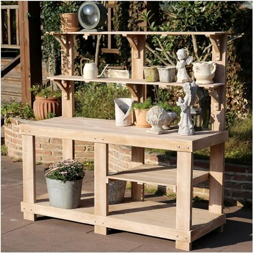 Outdoor Garden Potting Bench Open Shelf 4 Layer Multifunction Storage Flower Plant DIY Workstation for Patio Courtyards Balcony