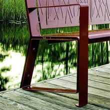 HYgloF Patio Benches Garden Backrest Bench with Armrests, Steel Openwork Pattern Chair, for Outdoor Balcony Leisure Seat Garden Bench(Small)