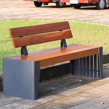 clould fitness Park Bench Leisure Seat Outdoor Rest Bench with Backrest Square Community Solid Wood Park Chair Outdoor Benches