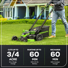 Greenworks 80V 25in Self-Propelled Lawn Mower, 4.0 Ah Battery and Charger
