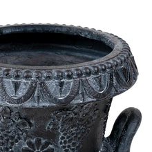Merax 2-Piece 24.41" H Classical Grape Relief Urn Planter,MGO Pedestal Flower Pot with Elephant-Head Handles, Lightweight Weather-Resistant Decorative Vase for Garden, Patio & Entryway, Antique Black