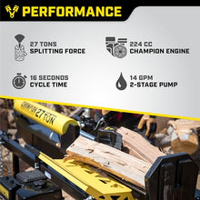 Champion Power Equipment 27-Ton Horizontal/Vertical Full Beam Gas Log Splitter with Auto Return