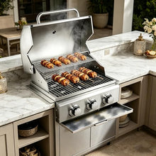 3 Burner Built In Gas Grill, Stainless Steel Propane Grill, 30,000 BTUs,Dual Fuel Compatibility(Propane/Natural), Gas Grill Outdoor Cooking